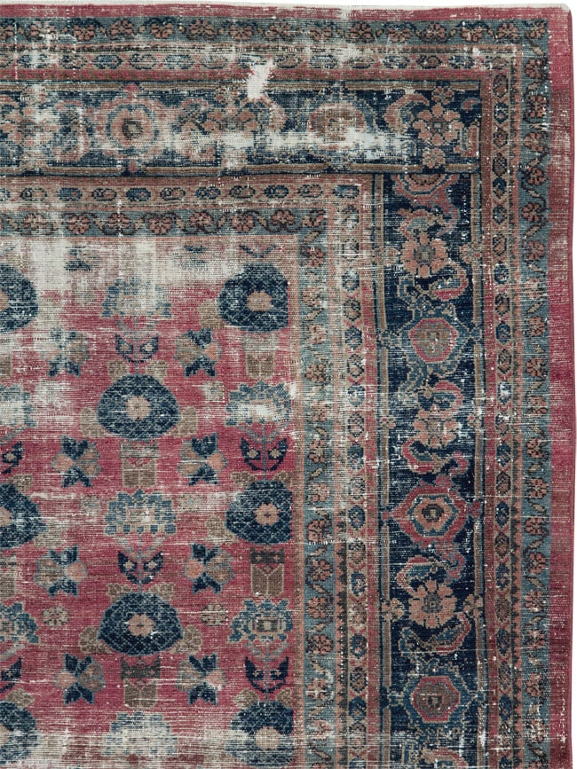 Distressed Vintage Persian Malayer Room Size Carpet, No.28896 - Galerie Shabab