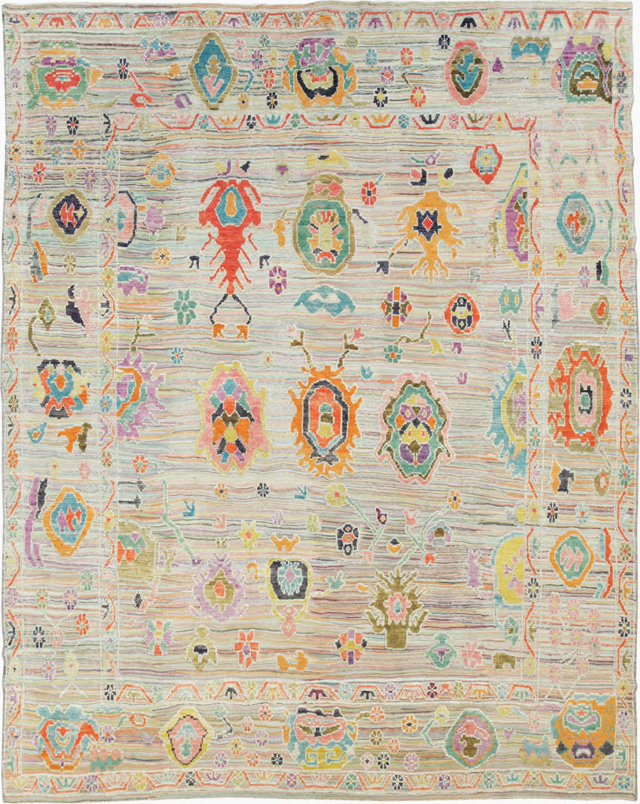 Contemporary Turkish Souf Oushak Large Room Size Carpet, No.28898 - Galerie Shabab