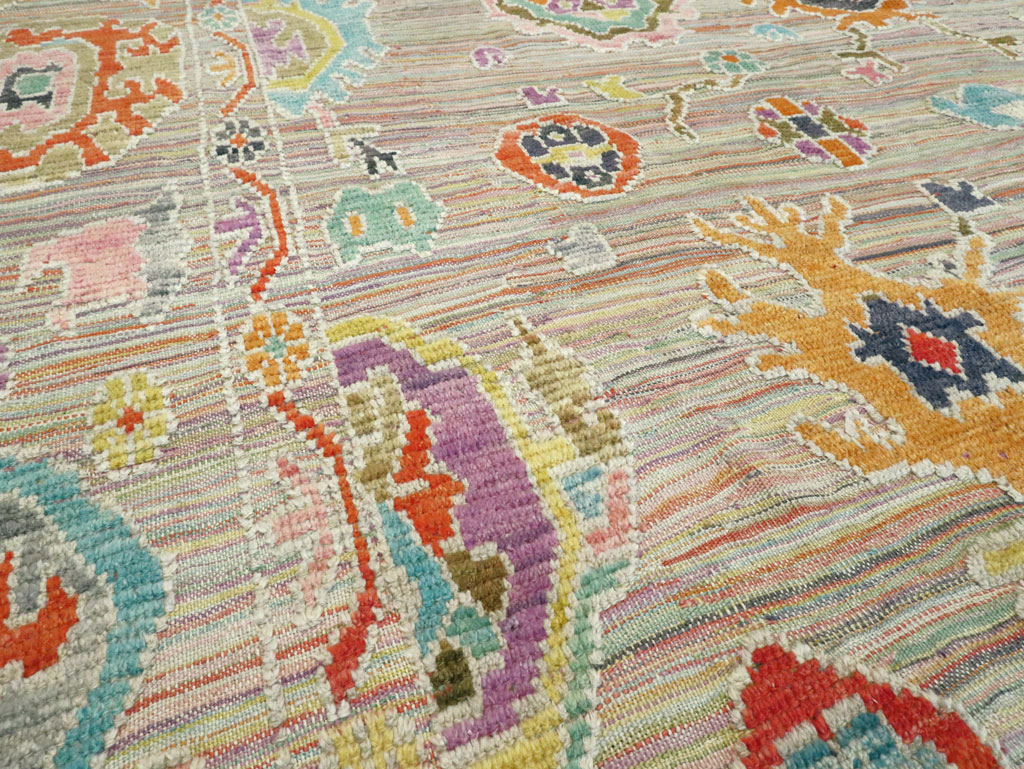 Contemporary Turkish Souf Oushak Large Room Size Carpet, No.28898 - Galerie Shabab