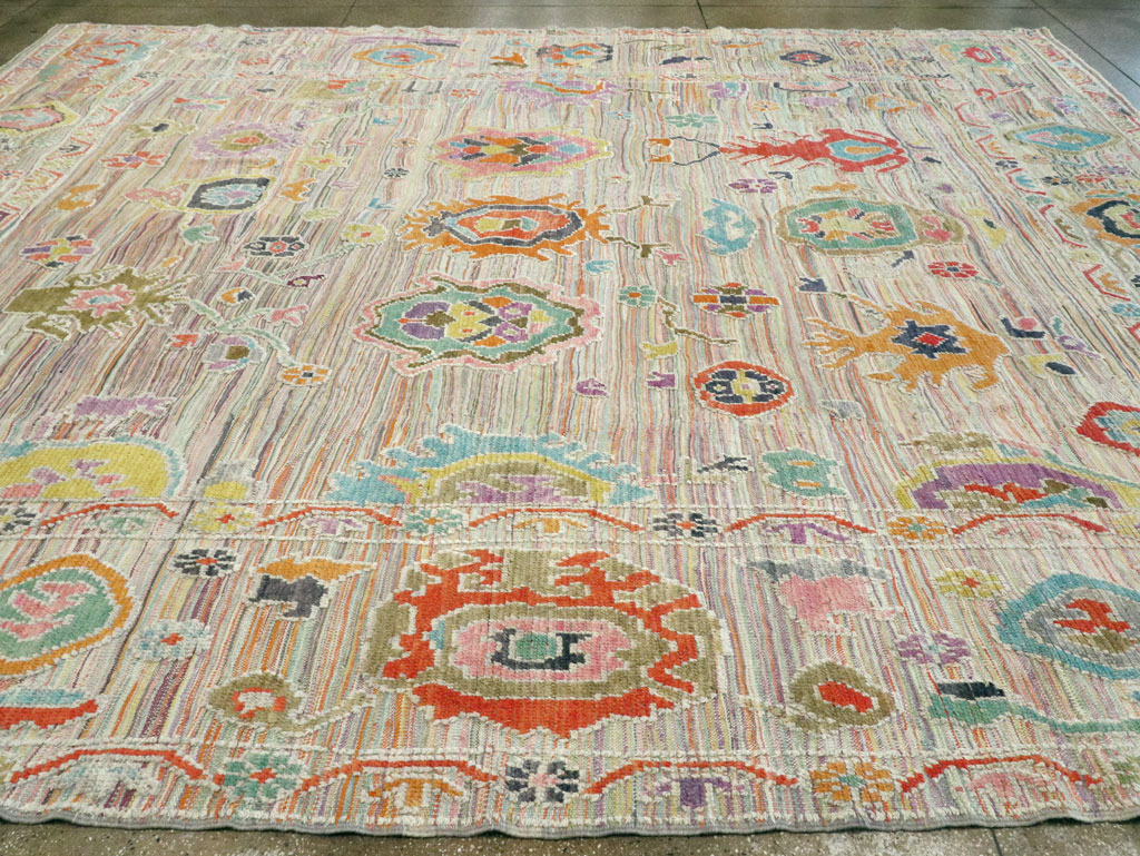 Contemporary Turkish Souf Oushak Large Room Size Carpet, No.28898 - Galerie Shabab