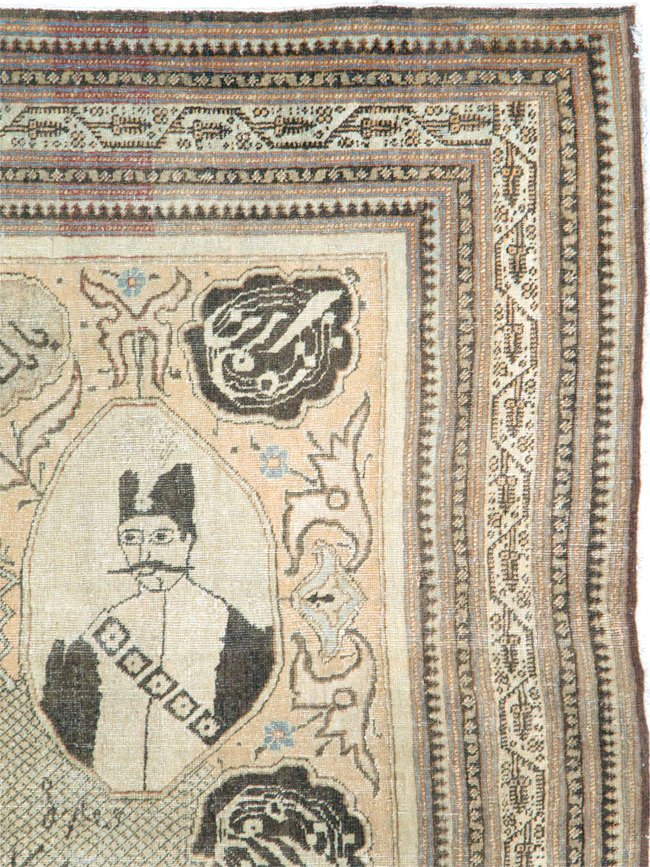 Antique Persian Tabriz Pictorial Rug, No.28901 - Galerie Shabab