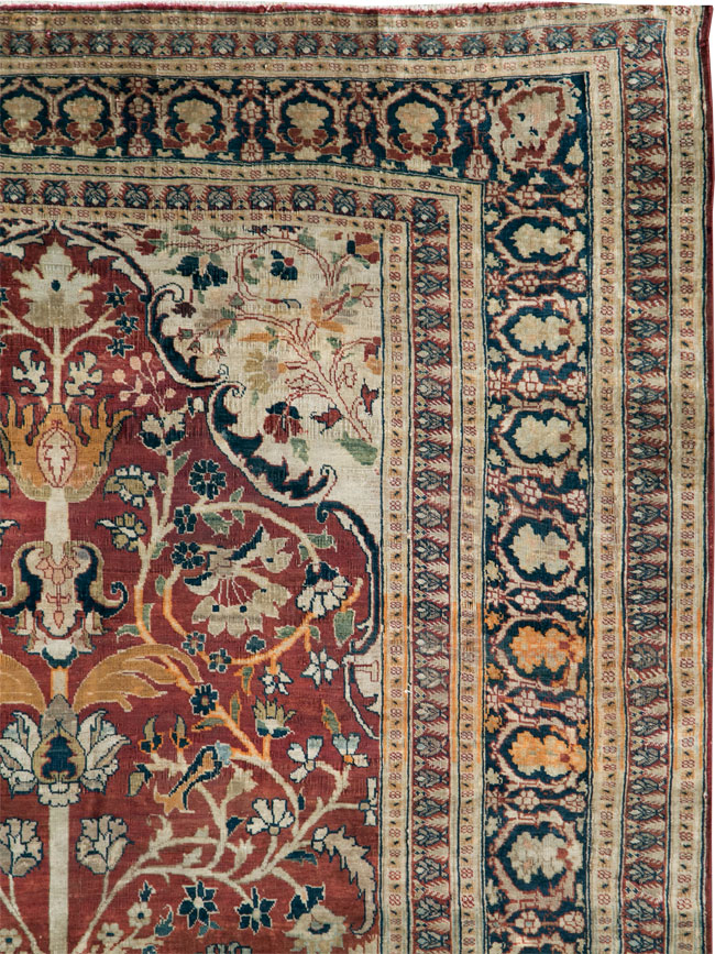 Antique Silk Persian Tabriz Rug, No.28906 - Galerie Shabab