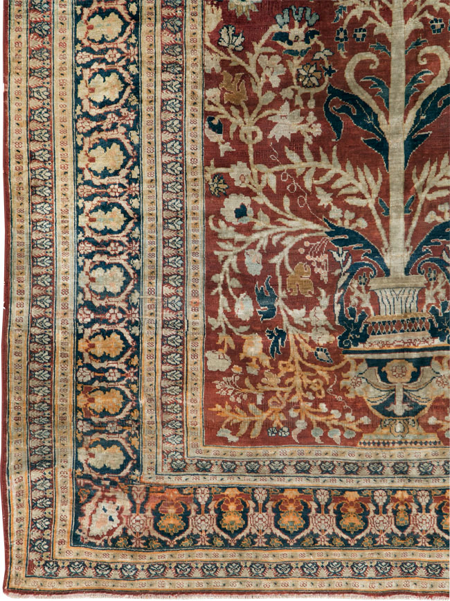Antique Silk Persian Tabriz Rug, No.28906 - Galerie Shabab