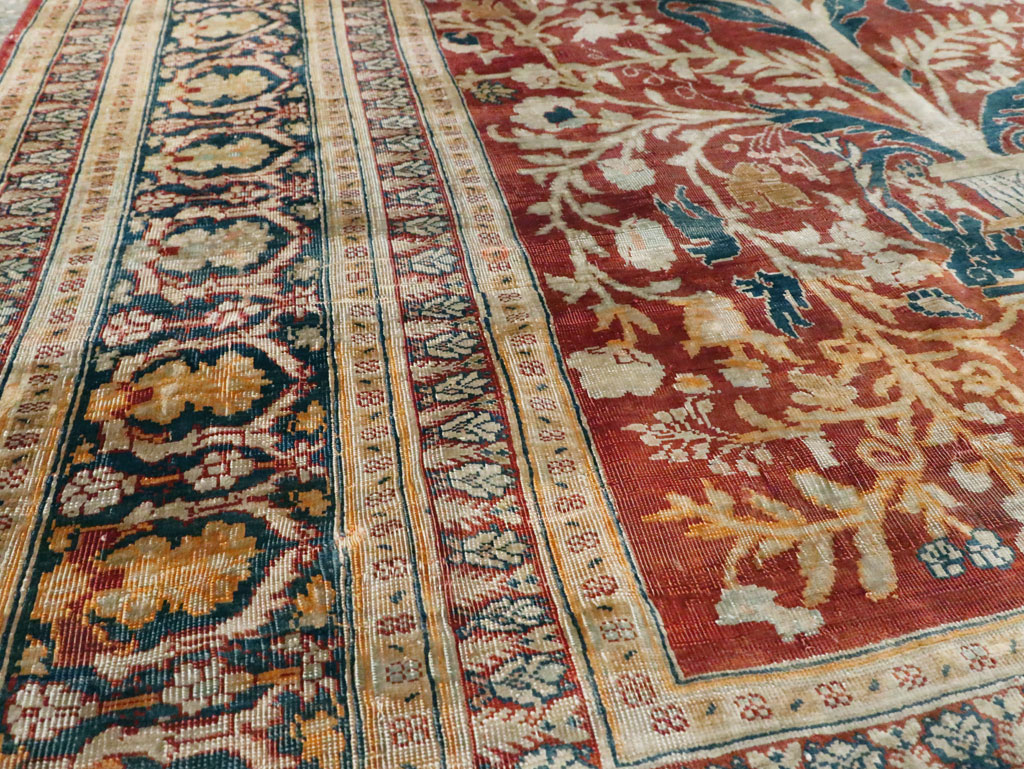 Antique Silk Persian Tabriz Rug, No.28906 - Galerie Shabab
