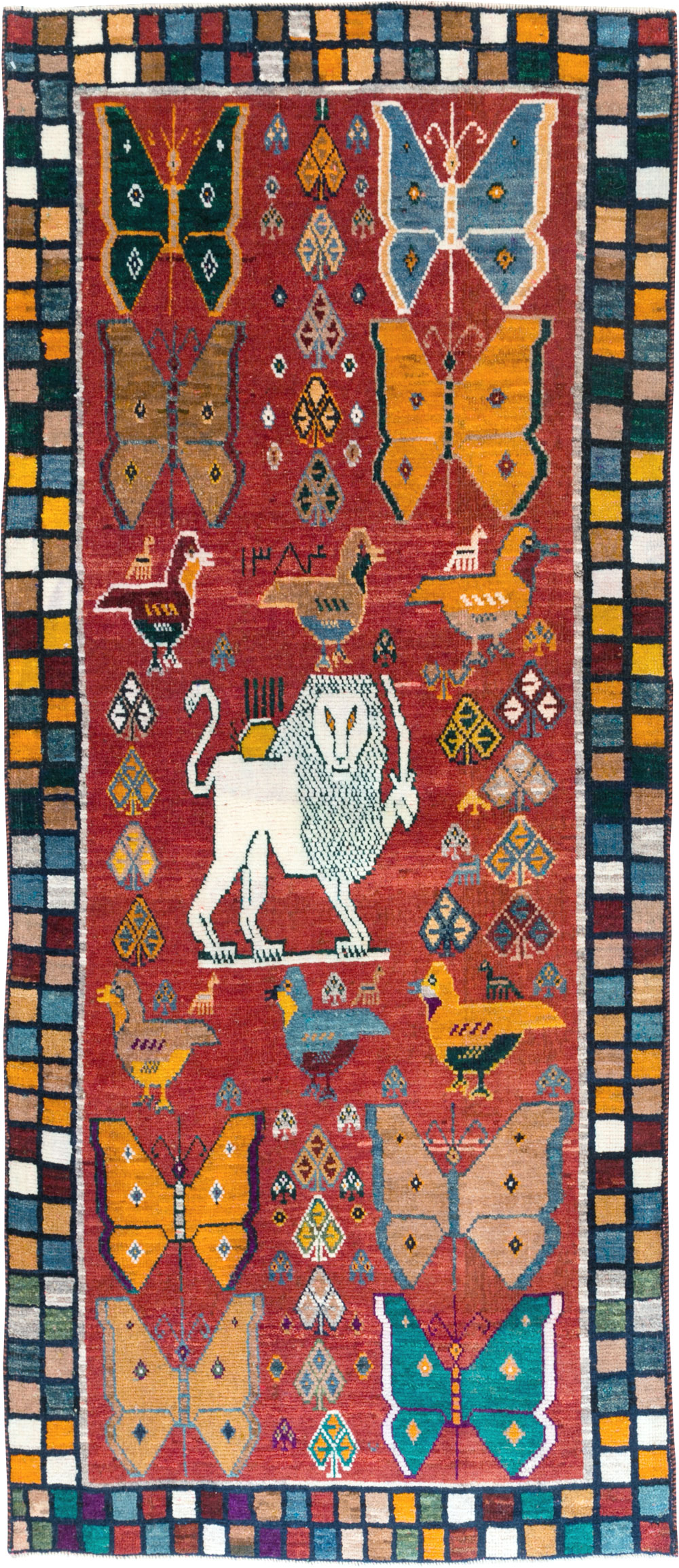 Vintage Persian Pictorial Gabbeh Throw Rug, No.28914 - Galerie Shabab