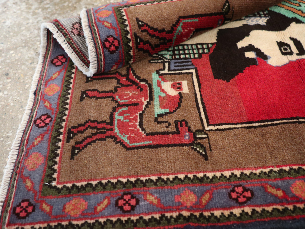 Vintage Persian Mahal Pictorial Rug, No.28916 - Galerie Shabab