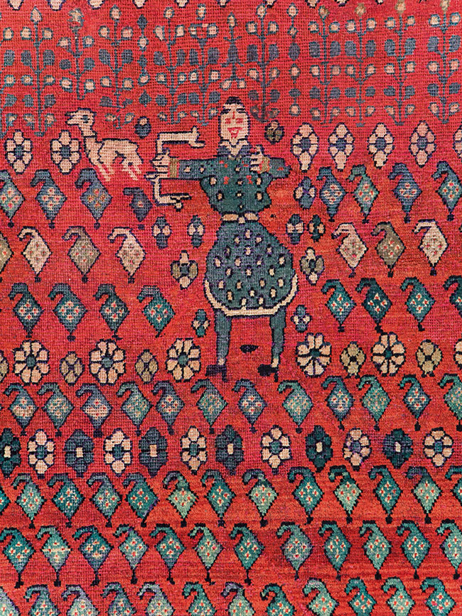 Vintage Persian Hamadan Pictorial Accent Carpet, No.28930 - Galerie Shabab