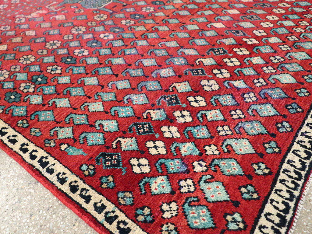 Vintage Persian Hamadan Pictorial Accent Carpet, No.28930 - Galerie Shabab