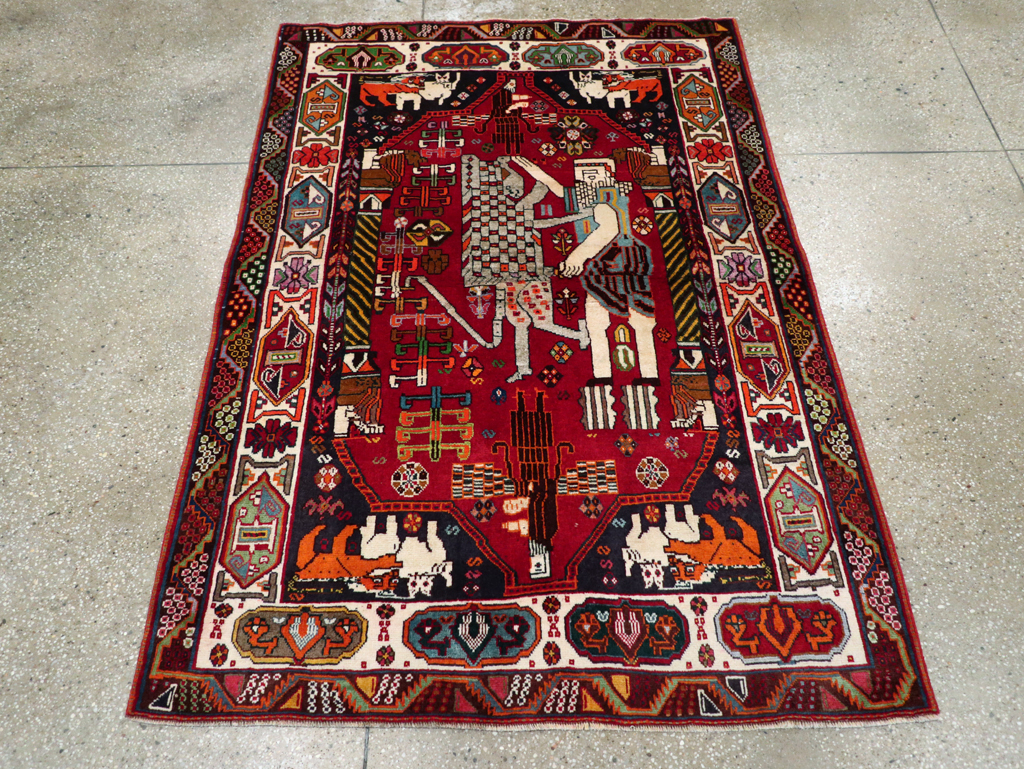 Vintage Persian Shiraz Pictorial Rug, No.28932 - Galerie Shabab