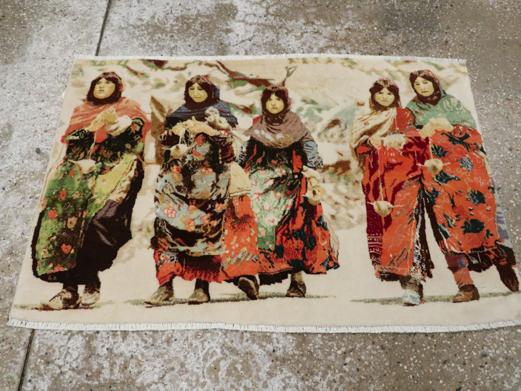 Vintage Persian Pictorial Tabriz Rug, No.28933 - Galerie Shabab