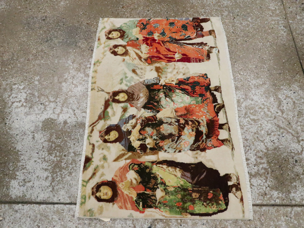 Vintage Persian Pictorial Tabriz Rug, No.28933 - Galerie Shabab