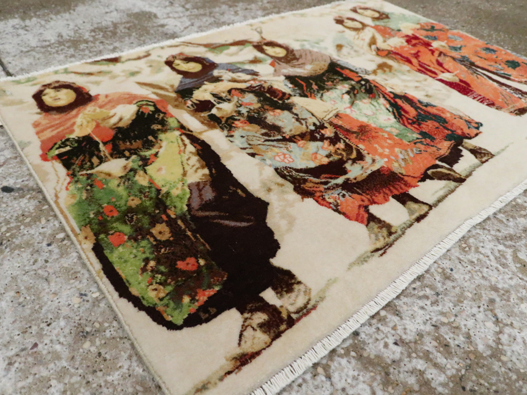 Vintage Persian Pictorial Tabriz Rug, No.28933 - Galerie Shabab