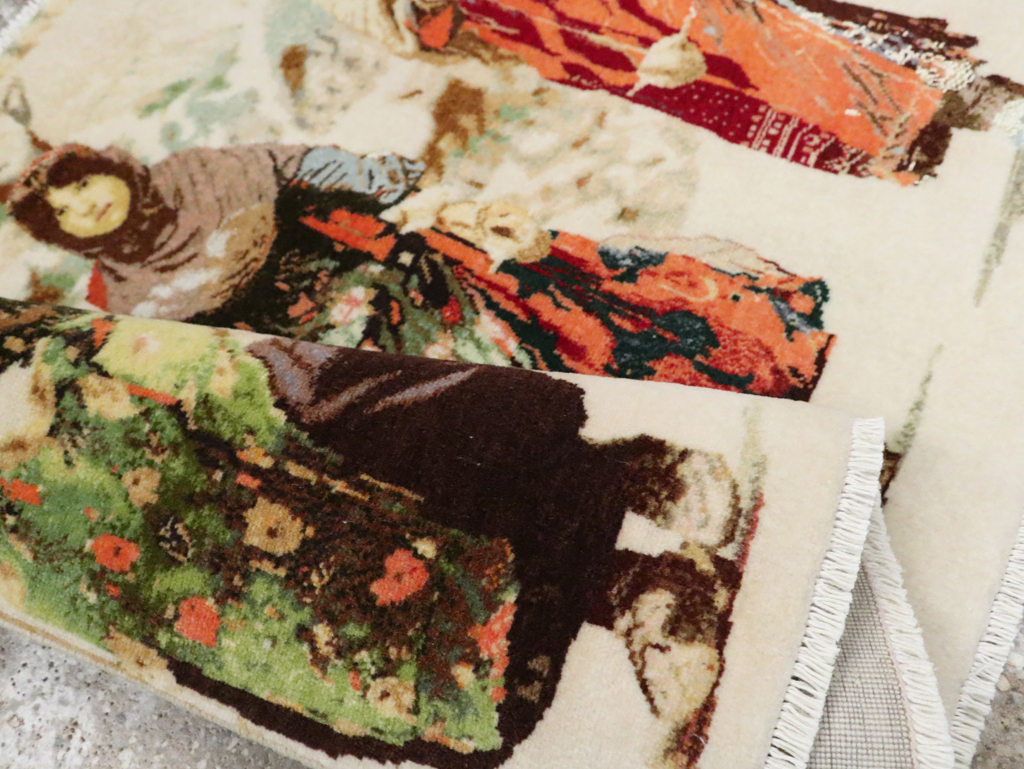 Vintage Persian Pictorial Tabriz Rug, No.28933 - Galerie Shabab