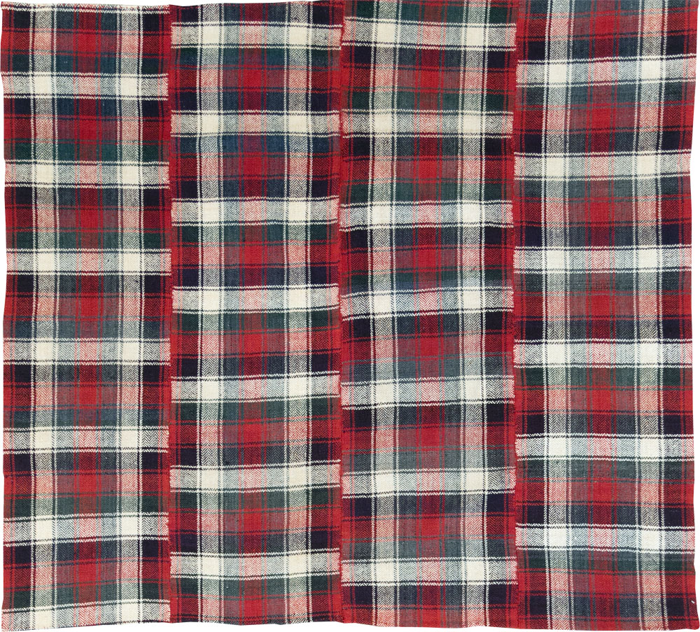 Vintage Persian Square Plaid Textile, No.28966 - Galerie Shabab