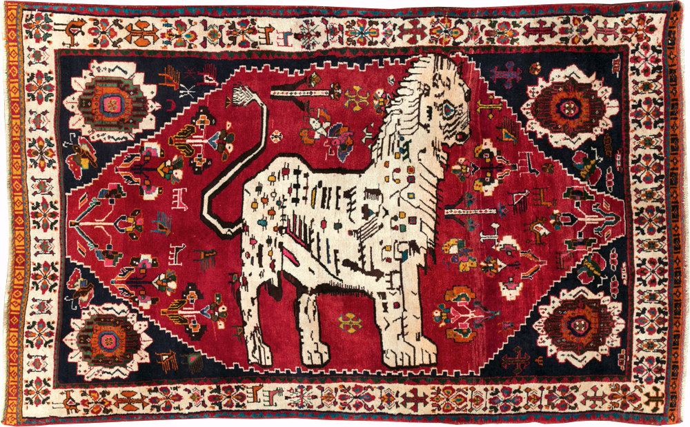 Vintage Persian Pictorial Shiraz Rug, No.29061 - Galerie Shabab