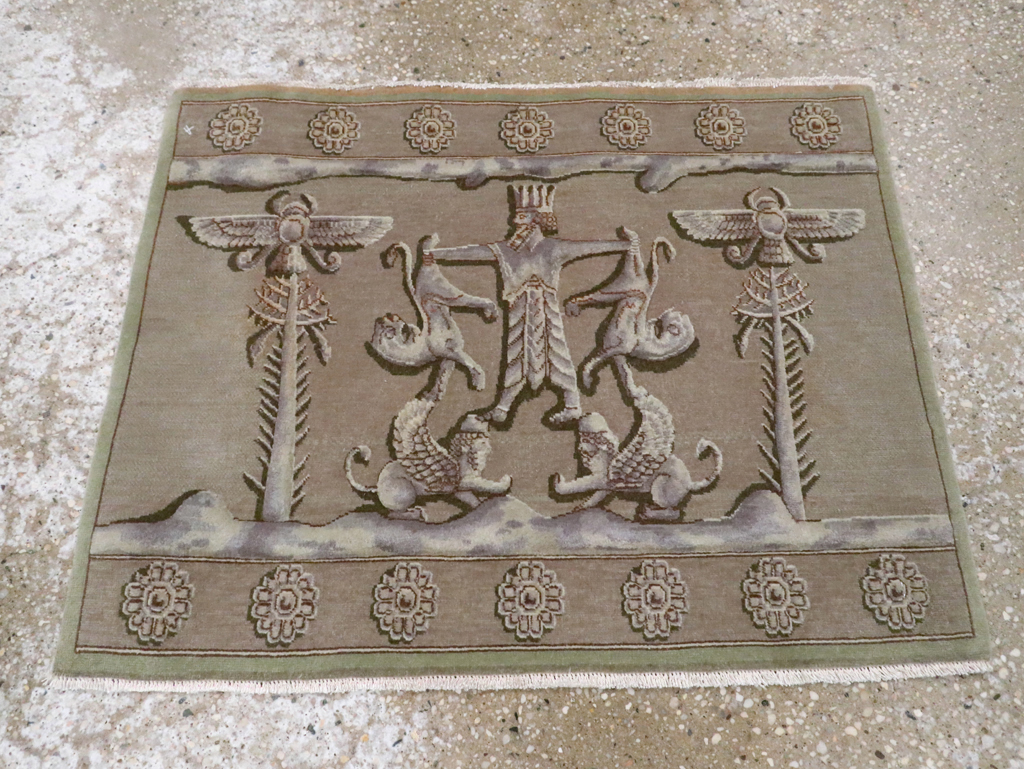 Vintage Persian Tabriz Pictorial Rug, No.29076 - Galerie Shabab