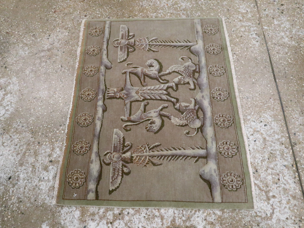 Vintage Persian Tabriz Pictorial Rug, No.29076 - Galerie Shabab