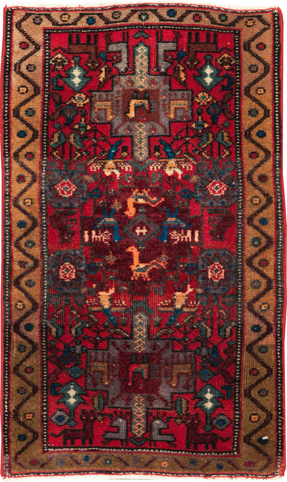 Vintage Persian Kurdish Pictorial Rug, No.29080 - Galerie Shabab