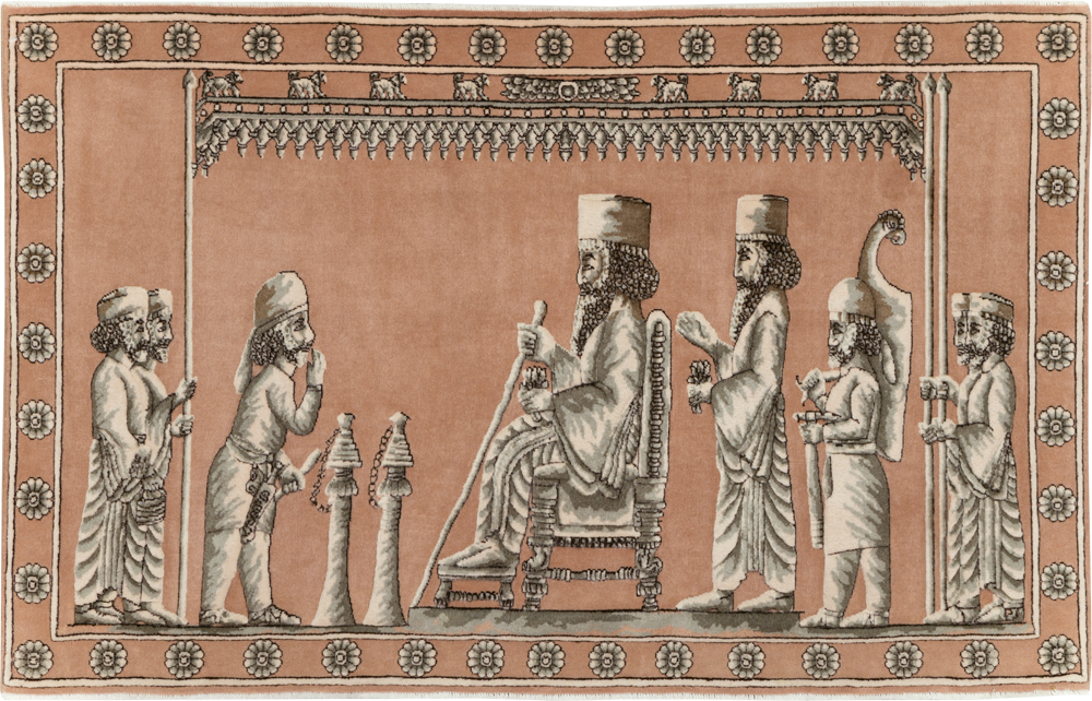 Vintage Persian Pictorial Tabriz Rug, No.29083 - Galerie Shabab