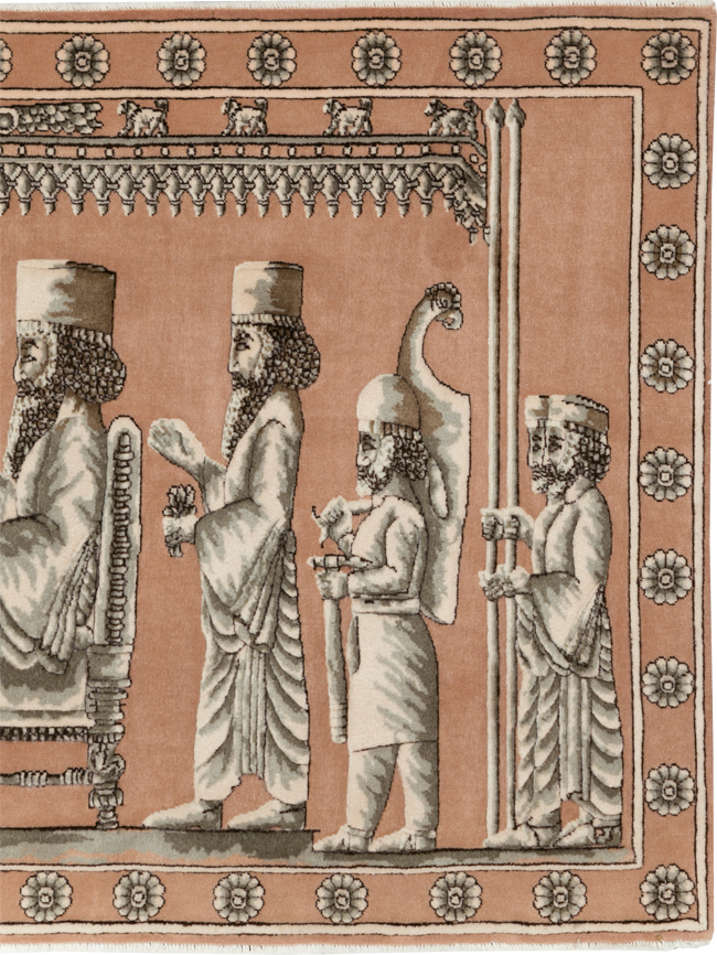 Vintage Persian Pictorial Tabriz Rug, No.29083 - Galerie Shabab