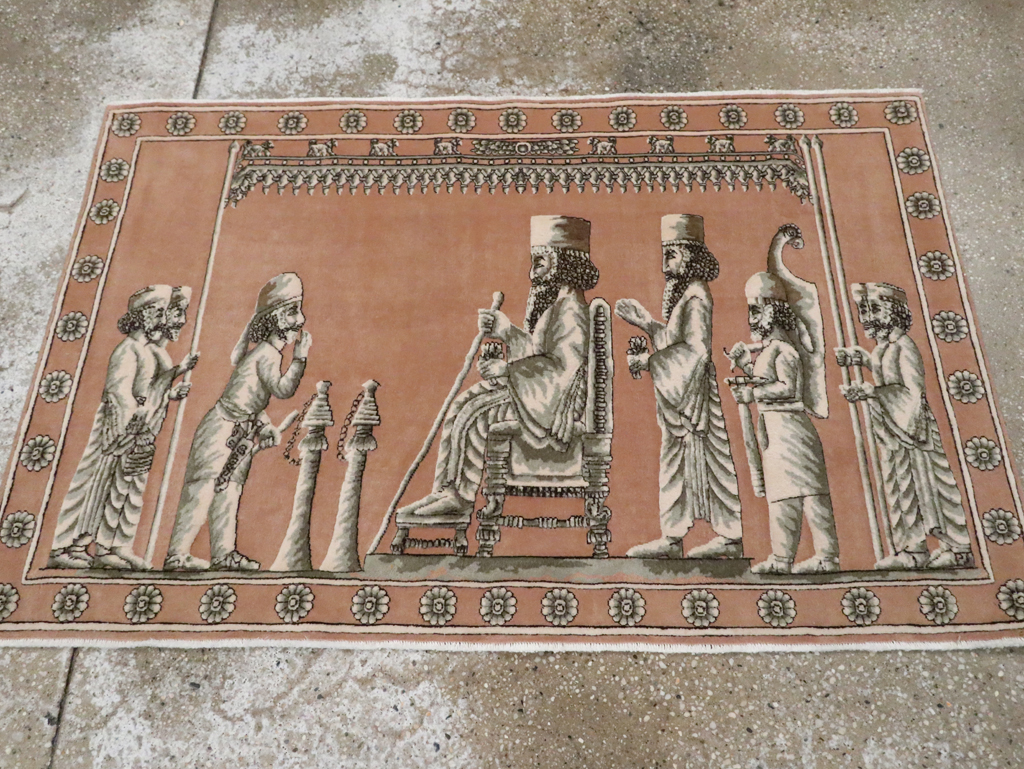 Vintage Persian Pictorial Tabriz Rug, No.29083 - Galerie Shabab