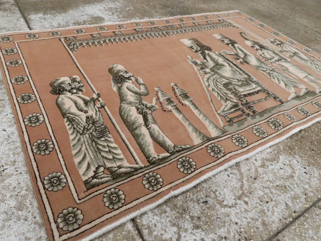 Vintage Persian Pictorial Tabriz Rug, No.29083 - Galerie Shabab