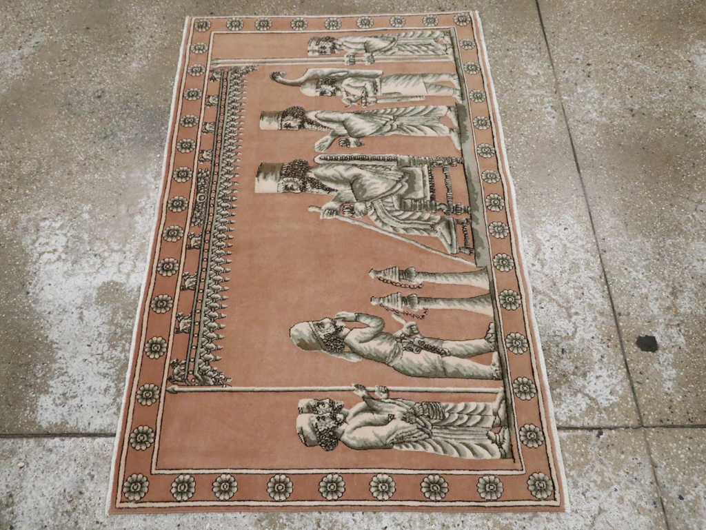 Vintage Persian Pictorial Tabriz Rug, No.29083 - Galerie Shabab