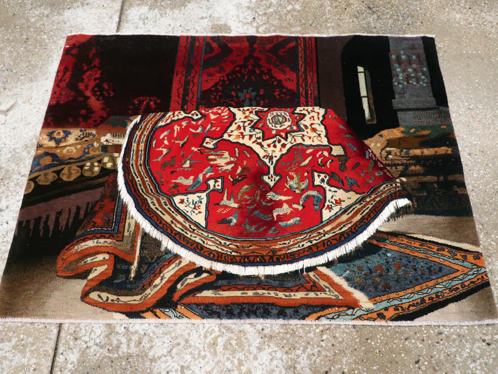 Vintage Persian Tabriz Pictorial Rug, No.29090 - Galerie Shabab