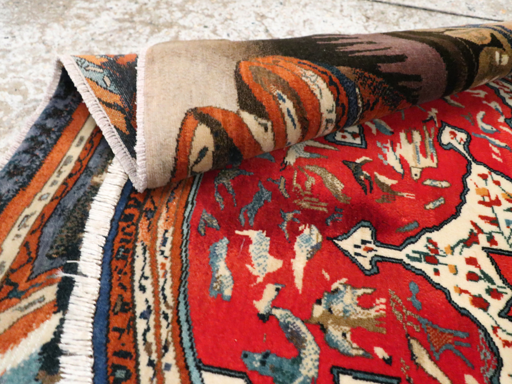 Vintage Persian Tabriz Pictorial Rug, No.29090 - Galerie Shabab