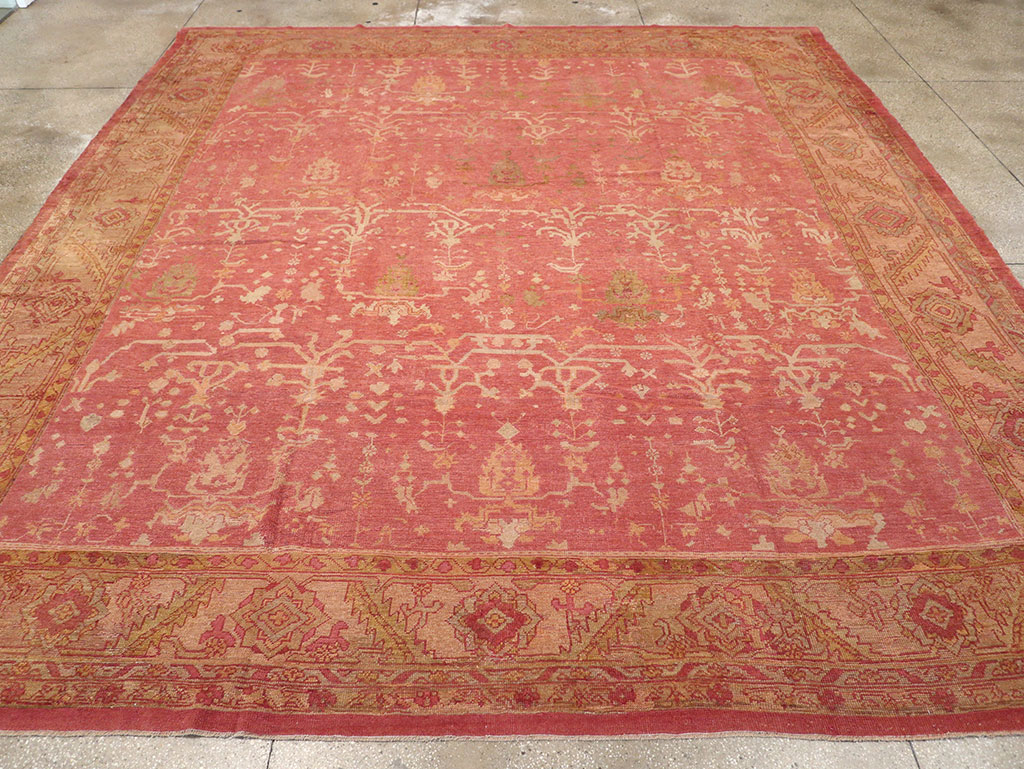 Antique Turkish Oushak Large Square Room Size Carpet, No.29099 - Galerie Shabab