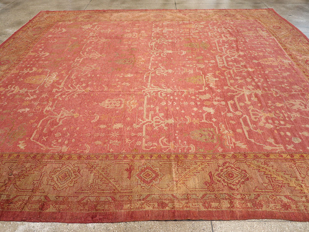 Antique Turkish Oushak Large Square Room Size Carpet, No.29099 - Galerie Shabab