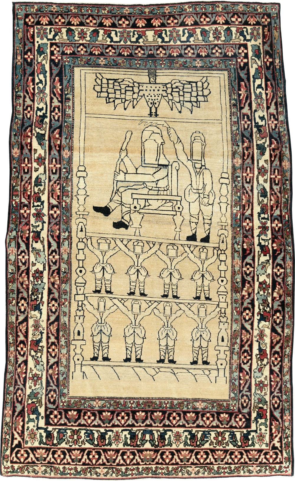 Antique Lavar Kerman Pictorial Rug, No.29105 - Galerie Shabab