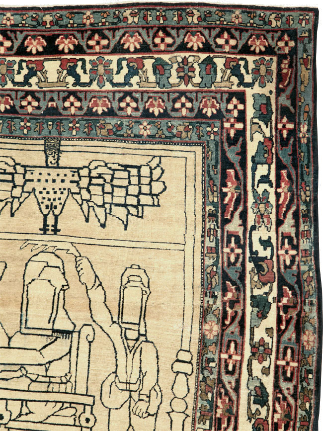 Antique Lavar Kerman Pictorial Rug, No.29105 - Galerie Shabab