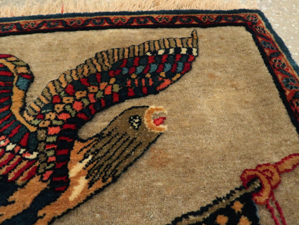 Antique Persian Kashan Flag Pictorial Rug, No.29111 - Galerie Shabab