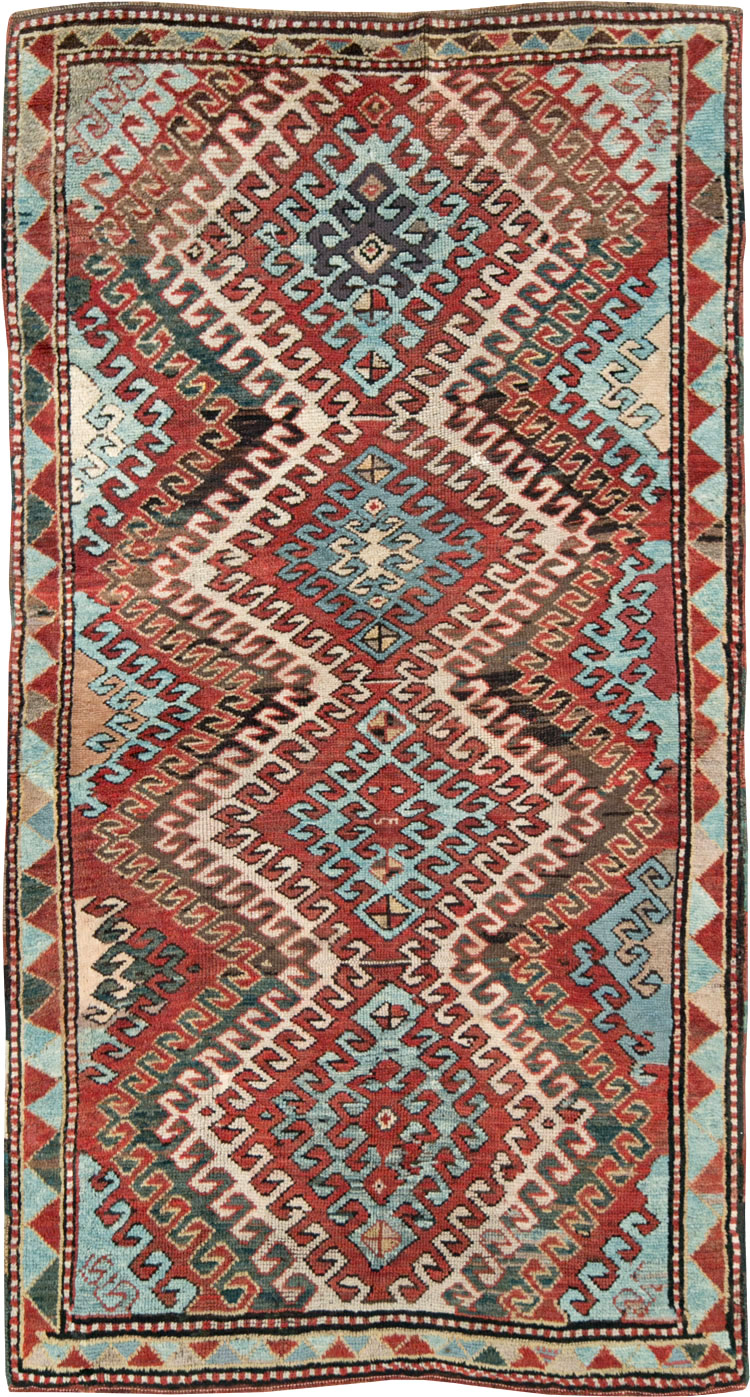 Antique Caucasian Kazak Throw Rug, No.29115 - Galerie Shabab