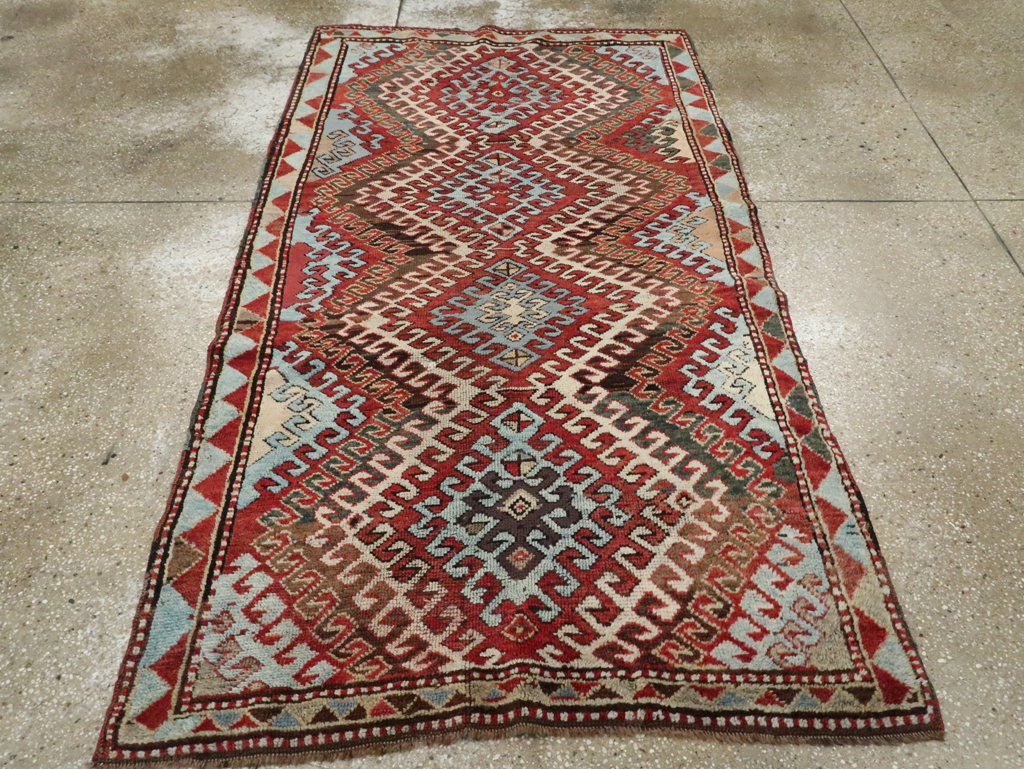 Antique Caucasian Kazak Throw Rug, No.29115 - Galerie Shabab