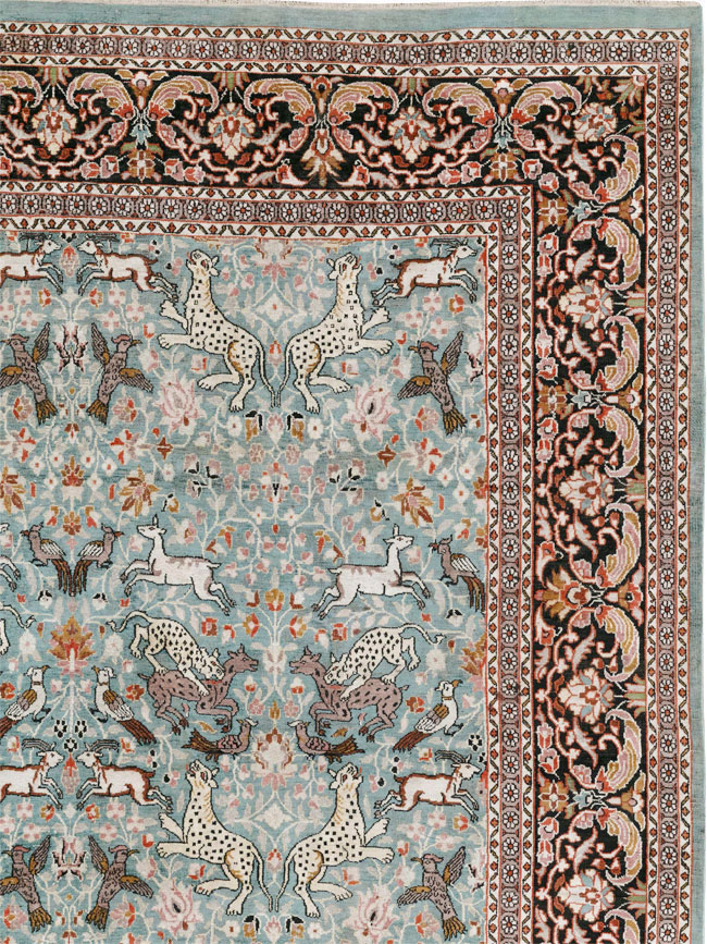 Vintage Indian Kashmir Pictorial Room Size Carpet, No.29124 - Galerie Shabab