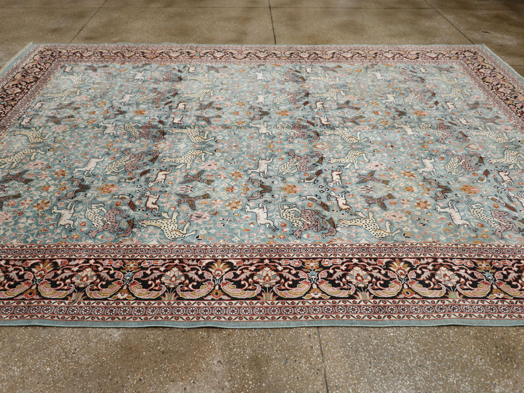 Vintage Indian Kashmir Pictorial Room Size Carpet, No.29124 - Galerie Shabab