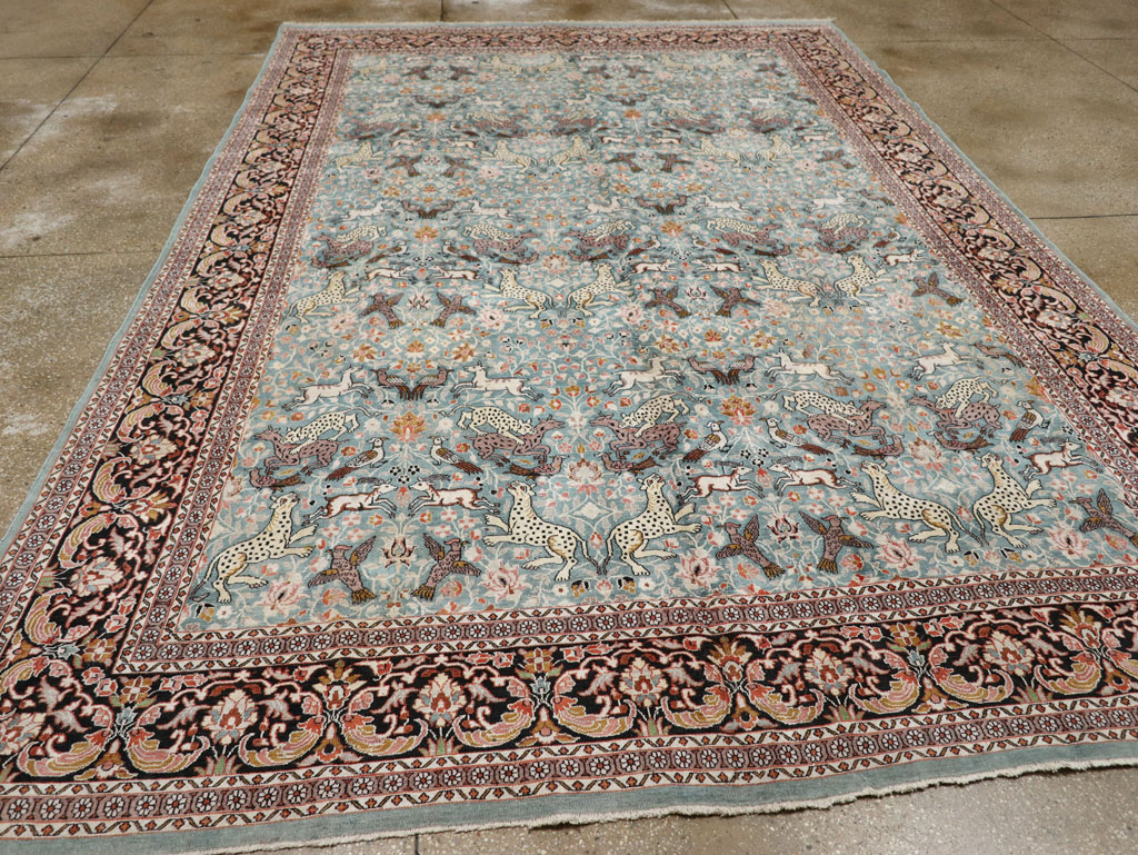 Vintage Indian Kashmir Pictorial Room Size Carpet, No.29124 - Galerie Shabab