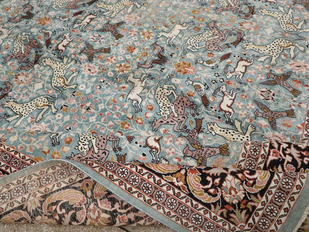 Vintage Indian Kashmir Pictorial Room Size Carpet, No.29124 - Galerie Shabab