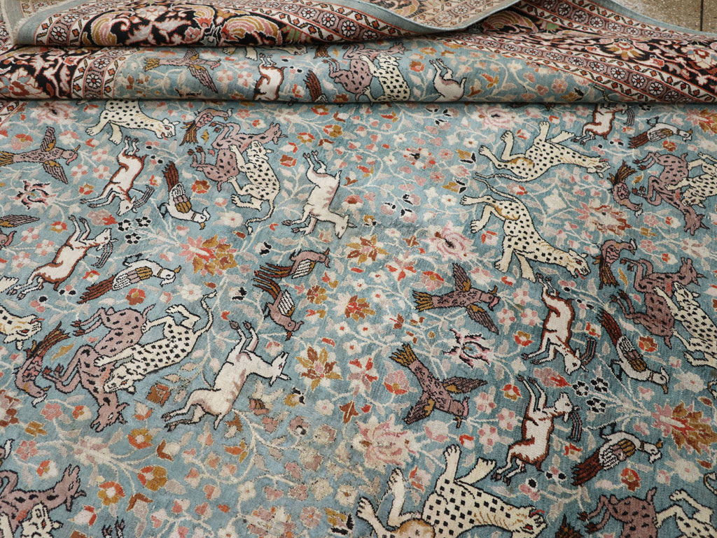 Vintage Indian Kashmir Pictorial Room Size Carpet, No.29124 - Galerie Shabab