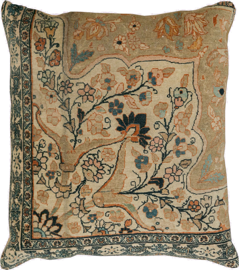 Antique Persian Tabriz Haji Jalili Pillow, No.29139 - Galerie Shabab