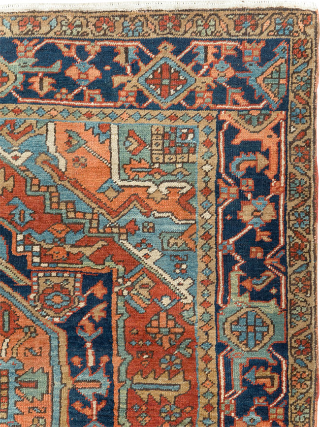 Antique Persian Heriz Square Accent Rug, No.29145 - Galerie Shabab
