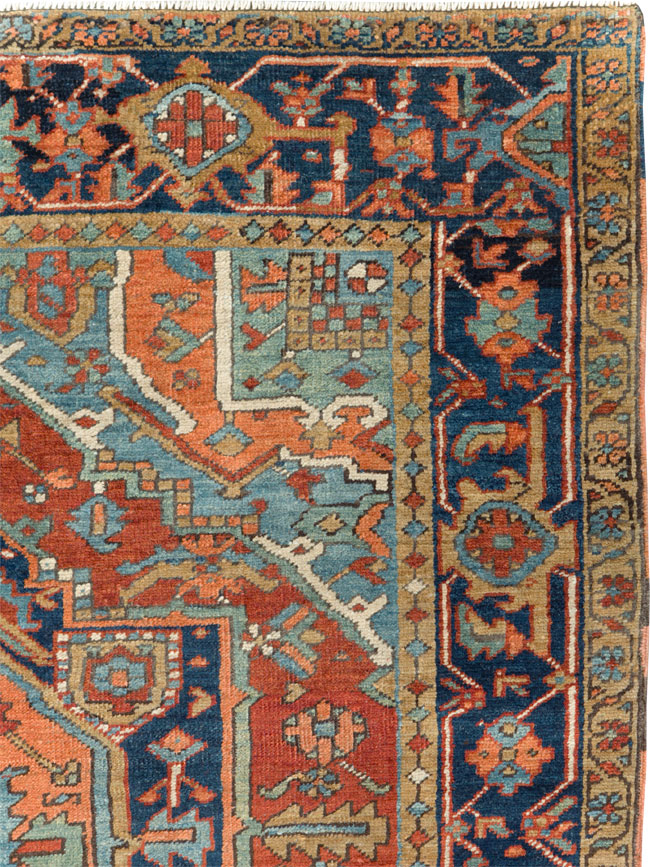 Antique Persian Heriz Square Accent Rug, No.29145 - Galerie Shabab