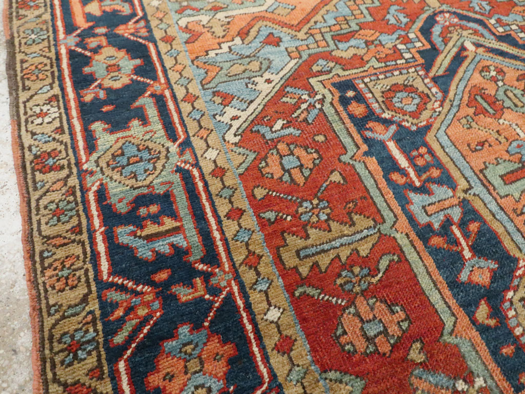 Antique Persian Heriz Square Accent Rug, No.29145 - Galerie Shabab