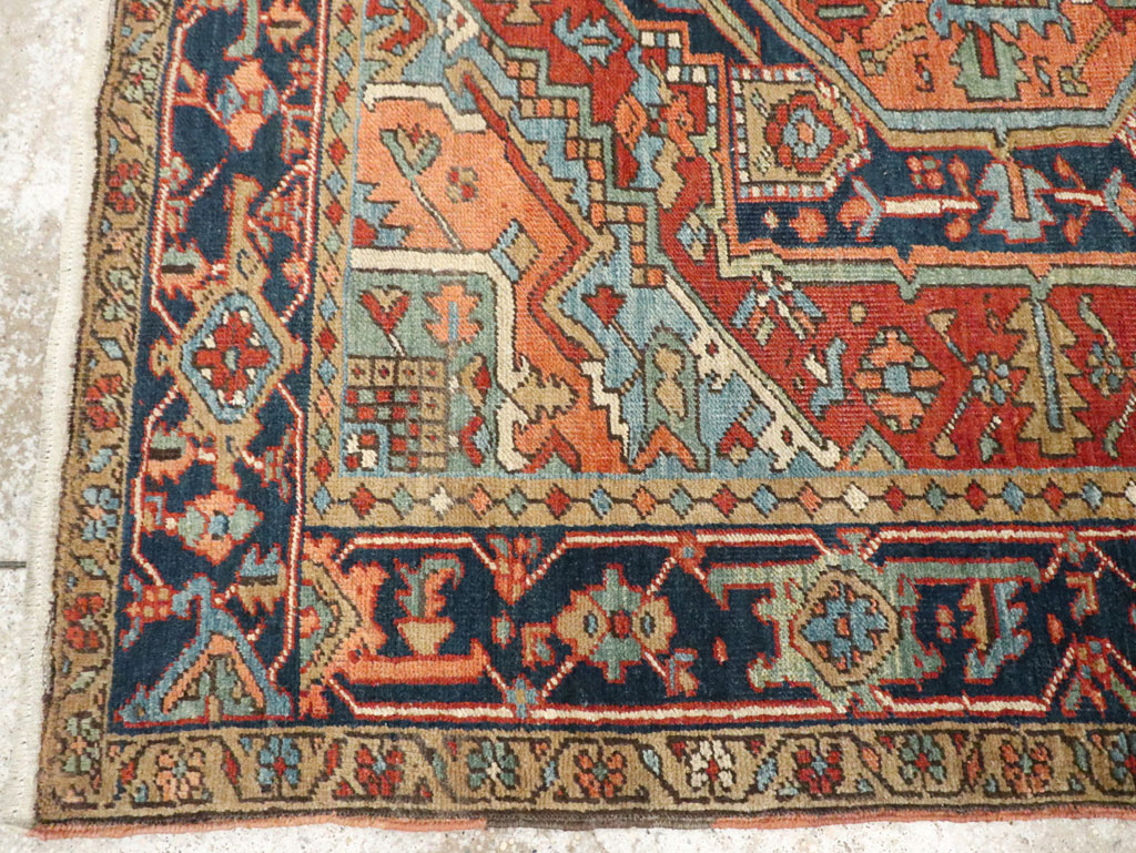 Antique Persian Heriz Square Accent Rug, No.29145 - Galerie Shabab