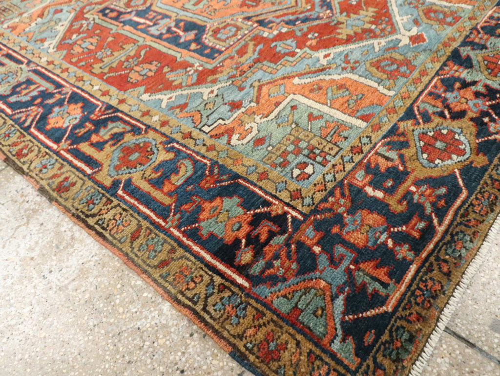 Antique Persian Heriz Square Accent Rug, No.29145 - Galerie Shabab