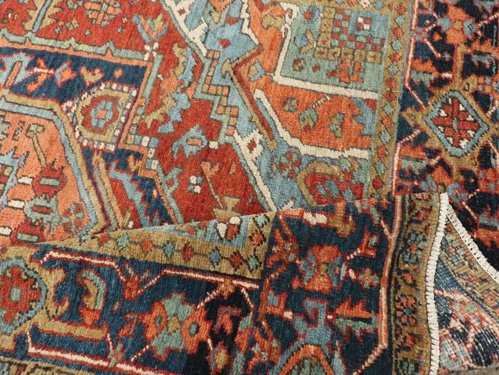 Antique Persian Heriz Square Accent Rug, No.29145 - Galerie Shabab