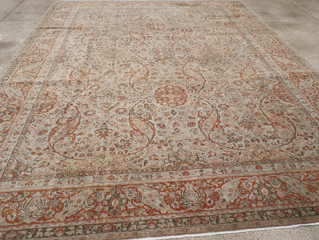 Antique Persian Tabriz Room Size Carpet, No.29146 - Galerie Shabab