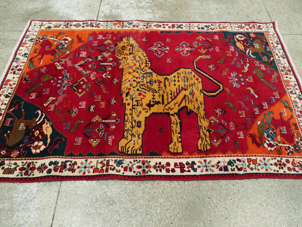 Vintage Persian Gabbeh Pictorial Accent Rug, No.29154 - Galerie Shabab